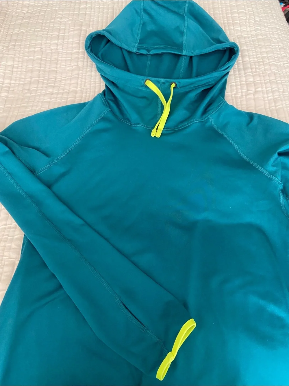 Nike Teal Hoodie with Neon Yellow Drawcords